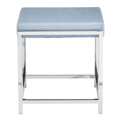 Allure Powder Blue Velvet & Silver Stool