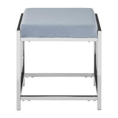 Allure Powder Blue Velvet & Silver Stool