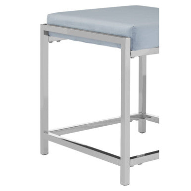 Allure Powder Blue Velvet & Silver Stool