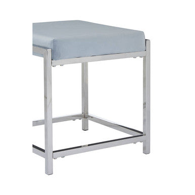 Allure Powder Blue Velvet & Silver Stool