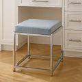 Allure Powder Blue Velvet & Silver Stool