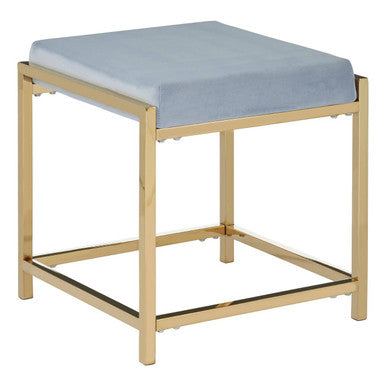 Allure Powder Blue Velvet & Gold Stool