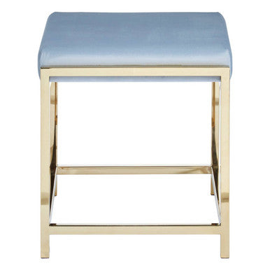 Allure Powder Blue Velvet & Gold Stool