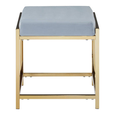 Allure Powder Blue Velvet & Gold Stool