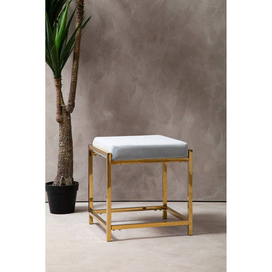 Allure Powder Blue Velvet & Gold Stool