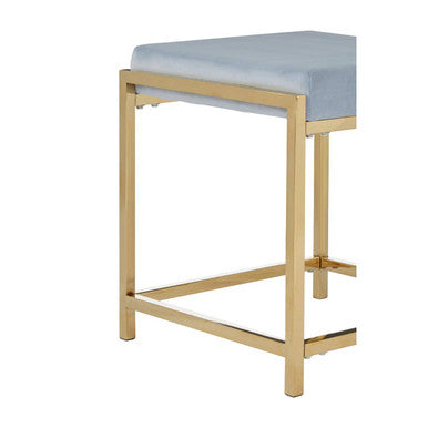 Allure Powder Blue Velvet & Gold Stool