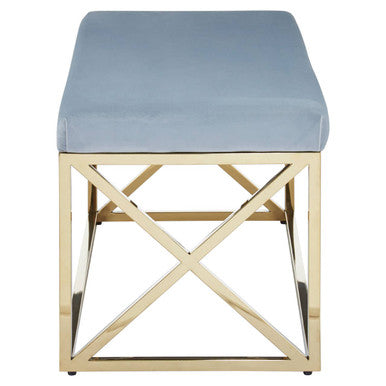 Allure Powder Blue Velvet & Gold Bench