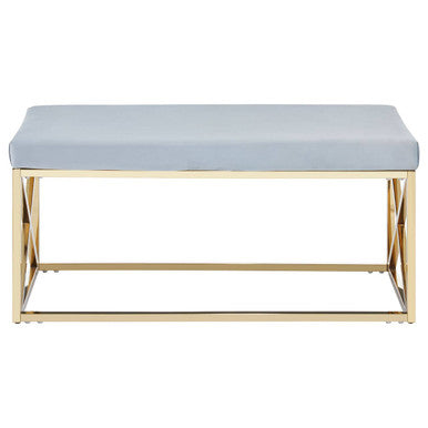 Allure Powder Blue Velvet & Gold Bench