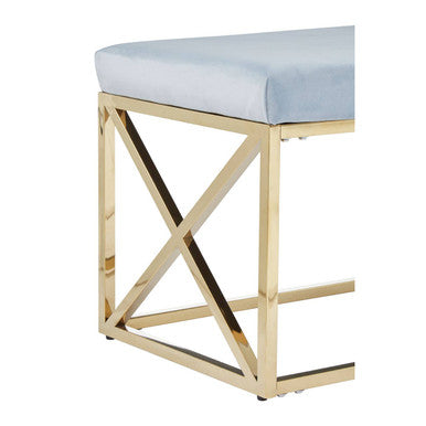 Allure Powder Blue Velvet & Gold Bench