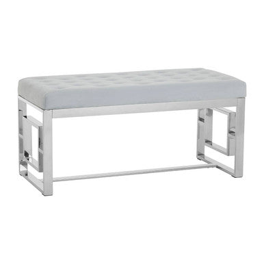Allure Powder Blue Velvet & Silver Bench