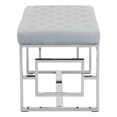 Allure Powder Blue Velvet & Silver Bench