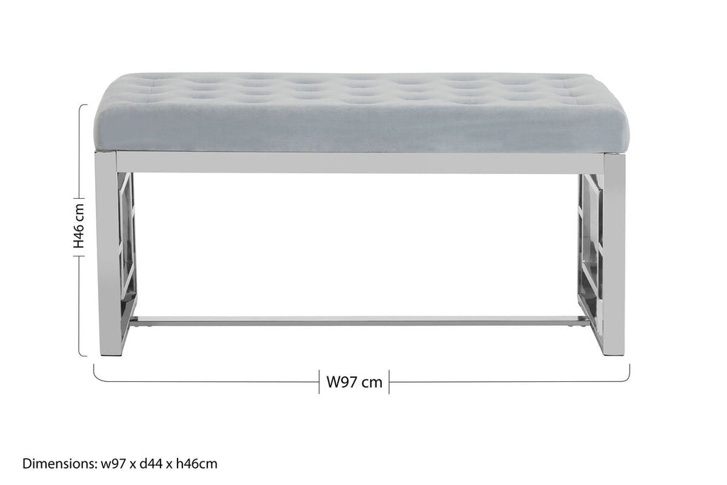 Allure Powder Blue Velvet & Silver Bench