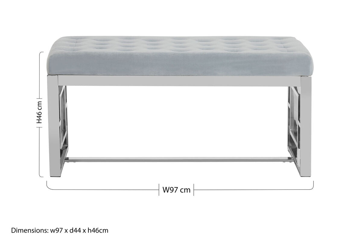 Allure Powder Blue Velvet & Silver Bench