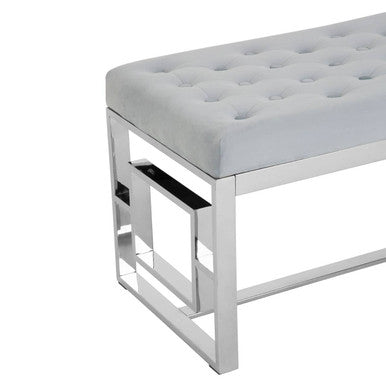 Allure Powder Blue Velvet & Silver Bench