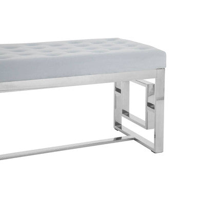 Allure Powder Blue Velvet & Silver Bench
