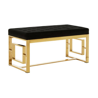 Allure Black Velvet & Gold Bench