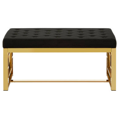 Allure Black Velvet & Gold Bench