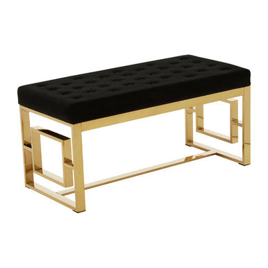 Allure Black Velvet & Gold Bench