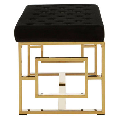 Allure Black Velvet & Gold Bench