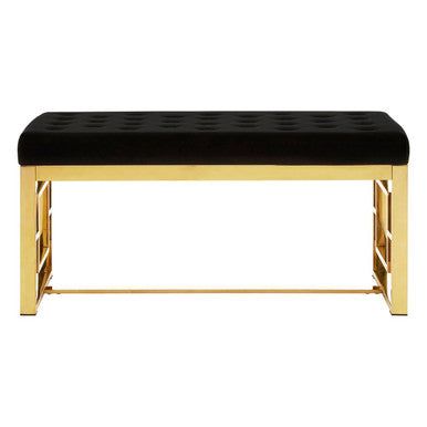 Allure Black Velvet & Gold Bench
