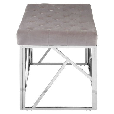 Allure Mink Velvet Bench With Silver Frame