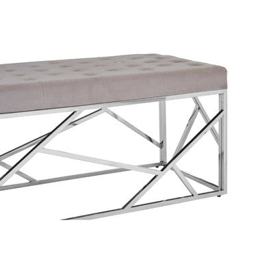 Allure Mink Velvet Bench With Silver Frame