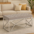 Allure Mink Velvet Bench With Silver Frame