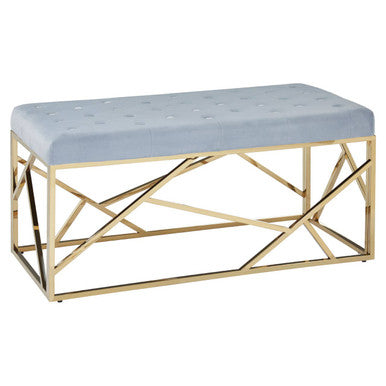 Allure Gold & Powder Blue Velvet Bench