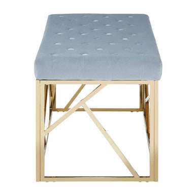 Allure Gold & Powder Blue Velvet Bench