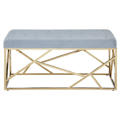 Allure Gold & Powder Blue Velvet Bench