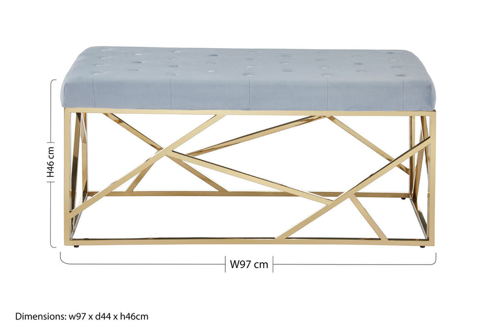 Allure Gold & Powder Blue Velvet Bench