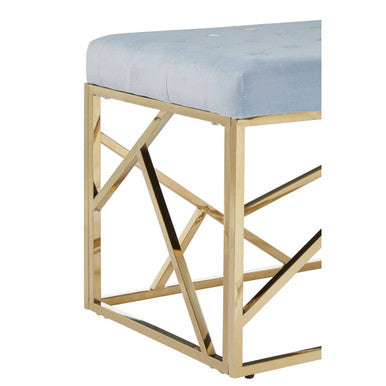 Allure Gold & Powder Blue Velvet Bench