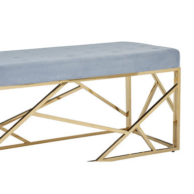 Allure Gold & Powder Blue Velvet Bench