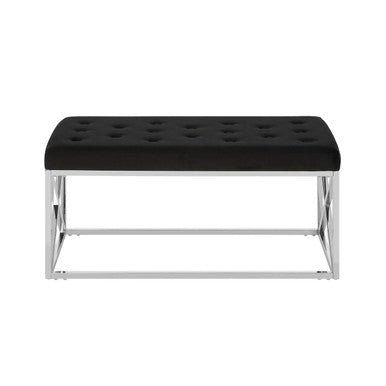 Allure Black Tufted Seat & Silver Bench