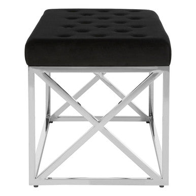 Allure Black Tufted Seat & Silver Bench