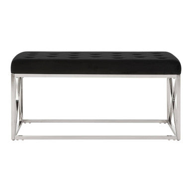 Allure Black Tufted Seat & Silver Bench