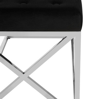 Allure Black Tufted Seat & Silver Bench