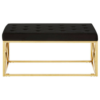 Allure Black Tufted Seat & Gold Bench