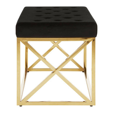 Allure Black Tufted Seat & Gold Bench
