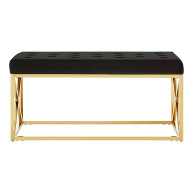 Allure Black Tufted Seat & Gold Bench