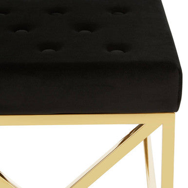 Allure Black Tufted Seat & Gold Bench