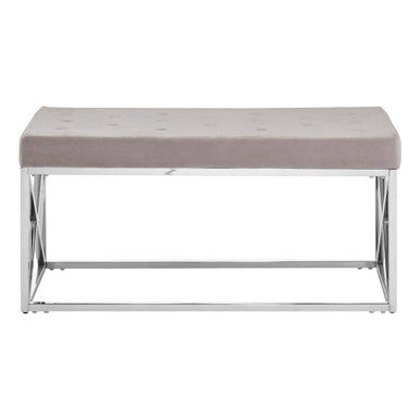 Allure Mink Tufted Velvet Silver Bench