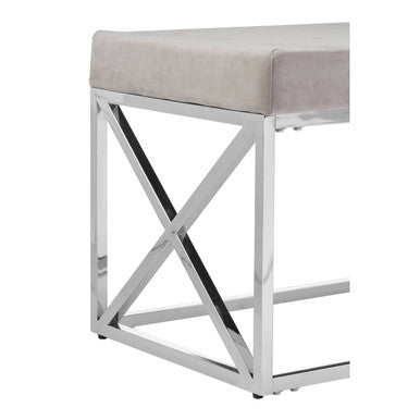 Allure Mink Tufted Velvet Silver Bench