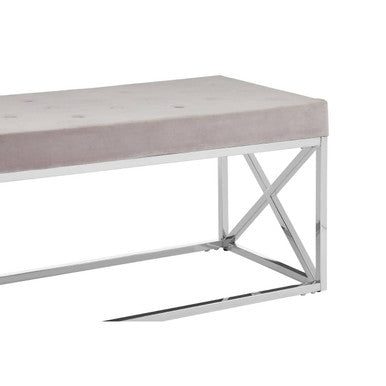 Allure Mink Tufted Velvet Silver Bench