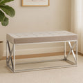 Allure Mink Tufted Velvet Silver Bench