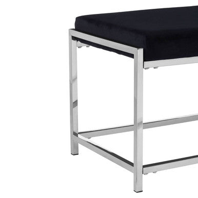Allure Black Seat & Silver Metal Frame Bench