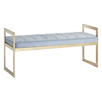 Allure Powder Blue & Gold Tufted Bench