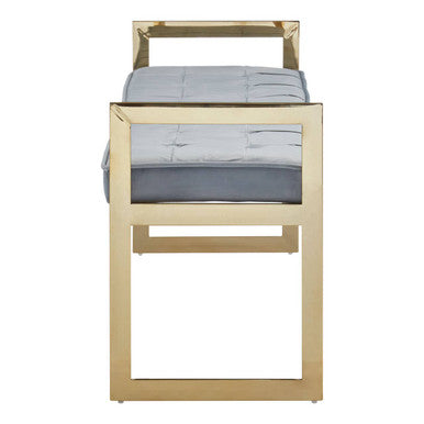 Allure Powder Blue & Gold Tufted Bench