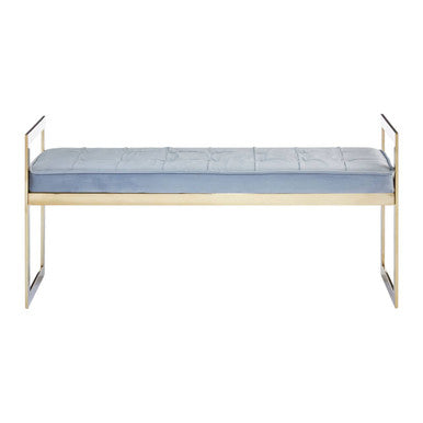 Allure Powder Blue & Gold Tufted Bench