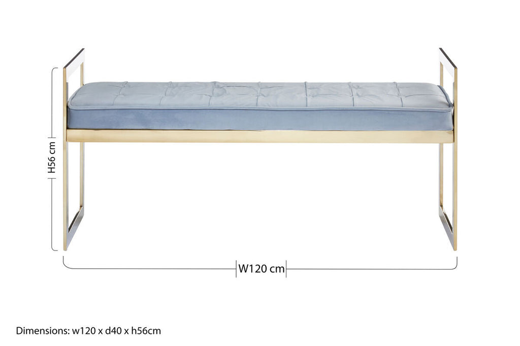Allure Powder Blue & Gold Tufted Bench